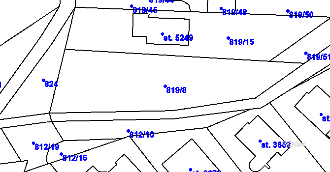 Parcela st. 819/8 v KÚ Rožnov pod Radhoštěm, Katastrální mapa