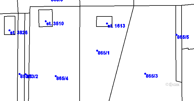 Parcela st. 865/1 v KÚ Rožnov pod Radhoštěm, Katastrální mapa