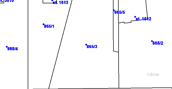Parcela st. 865/3 v KÚ Rožnov pod Radhoštěm, Katastrální mapa