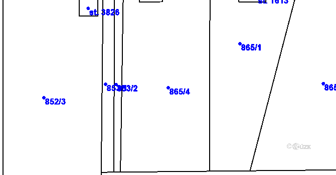 Parcela st. 865/4 v KÚ Rožnov pod Radhoštěm, Katastrální mapa