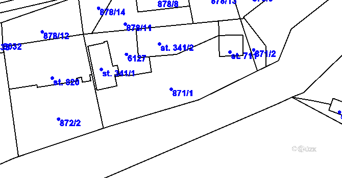Parcela st. 871/1 v KÚ Rožnov pod Radhoštěm, Katastrální mapa