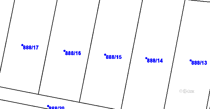 Parcela st. 888/15 v KÚ Rožnov pod Radhoštěm, Katastrální mapa