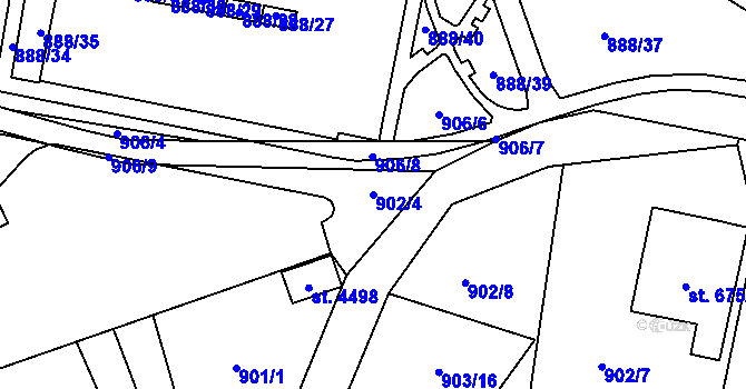 Parcela st. 902/4 v KÚ Rožnov pod Radhoštěm, Katastrální mapa