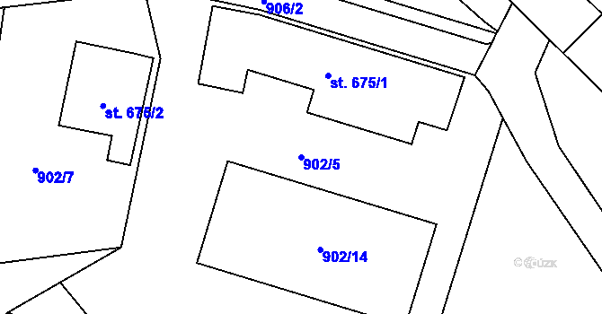 Parcela st. 902/5 v KÚ Rožnov pod Radhoštěm, Katastrální mapa