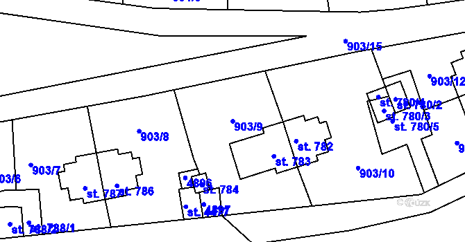 Parcela st. 903/9 v KÚ Rožnov pod Radhoštěm, Katastrální mapa