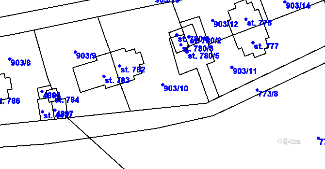 Parcela st. 903/10 v KÚ Rožnov pod Radhoštěm, Katastrální mapa