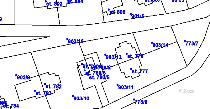 Parcela st. 903/12 v KÚ Rožnov pod Radhoštěm, Katastrální mapa