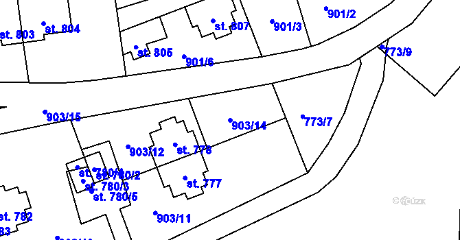 Parcela st. 903/14 v KÚ Rožnov pod Radhoštěm, Katastrální mapa
