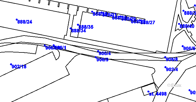 Parcela st. 906/4 v KÚ Rožnov pod Radhoštěm, Katastrální mapa
