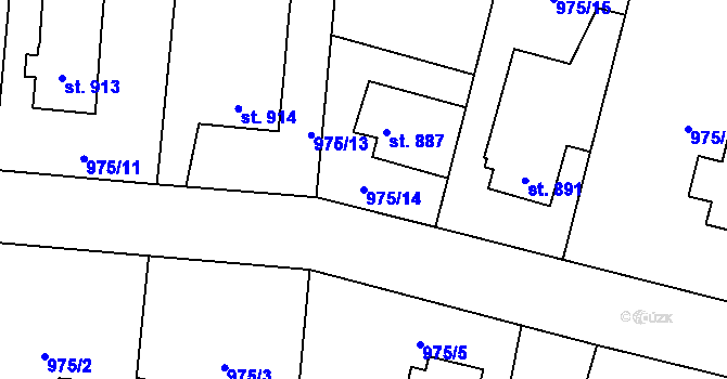 Parcela st. 975/14 v KÚ Rožnov pod Radhoštěm, Katastrální mapa
