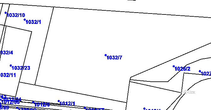 Parcela st. 1032/7 v KÚ Rožnov pod Radhoštěm, Katastrální mapa