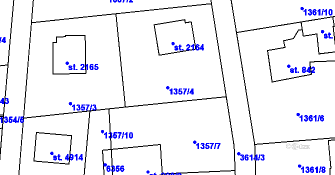 Parcela st. 1357/4 v KÚ Rožnov pod Radhoštěm, Katastrální mapa