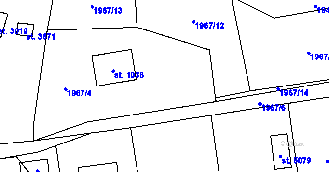 Parcela st. 1967/4 v KÚ Rožnov pod Radhoštěm, Katastrální mapa