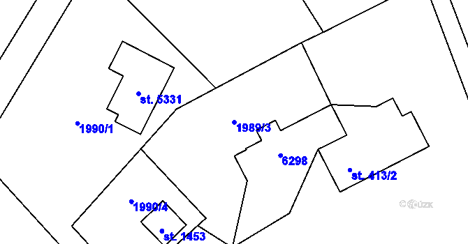 Parcela st. 1989/3 v KÚ Rožnov pod Radhoštěm, Katastrální mapa
