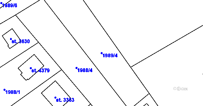Parcela st. 1989/4 v KÚ Rožnov pod Radhoštěm, Katastrální mapa