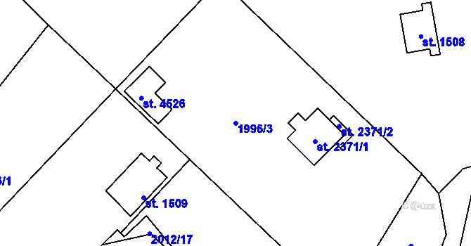 Parcela st. 1996/3 v KÚ Rožnov pod Radhoštěm, Katastrální mapa