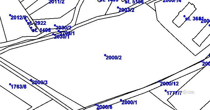 Parcela st. 2000/2 v KÚ Rožnov pod Radhoštěm, Katastrální mapa