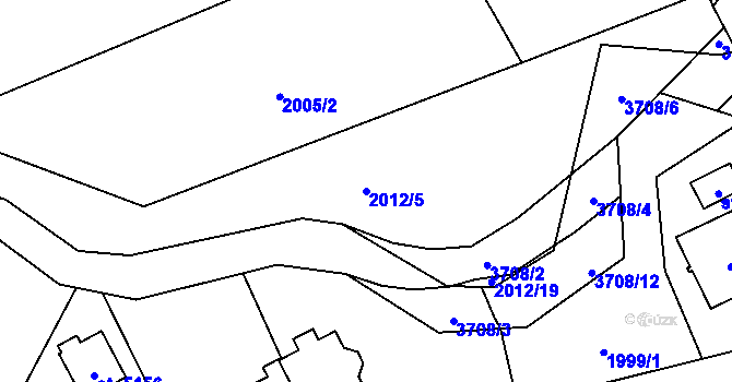 Parcela st. 2012/5 v KÚ Rožnov pod Radhoštěm, Katastrální mapa