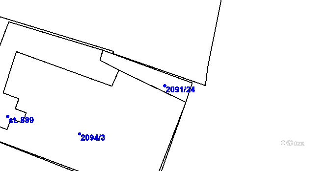 Parcela st. 2091/24 v KÚ Rožnov pod Radhoštěm, Katastrální mapa