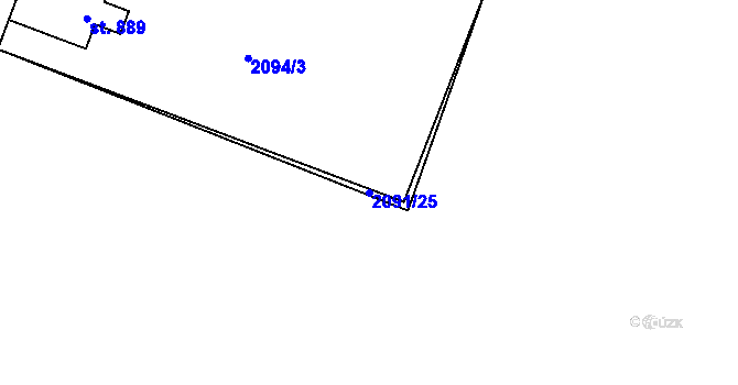 Parcela st. 2091/25 v KÚ Rožnov pod Radhoštěm, Katastrální mapa