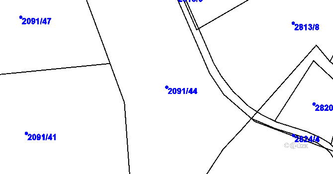 Parcela st. 2091/44 v KÚ Rožnov pod Radhoštěm, Katastrální mapa