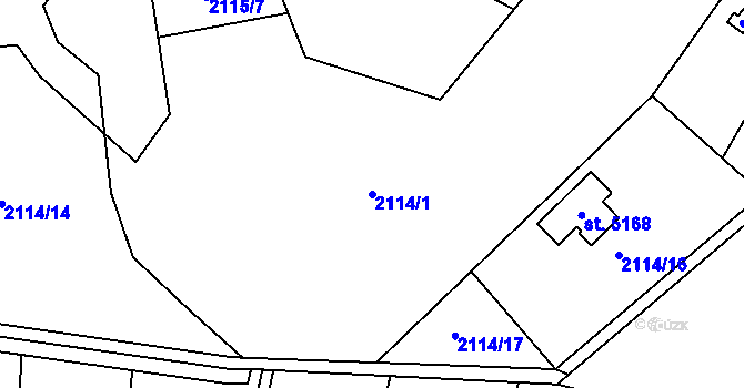 Parcela st. 2114/1 v KÚ Rožnov pod Radhoštěm, Katastrální mapa