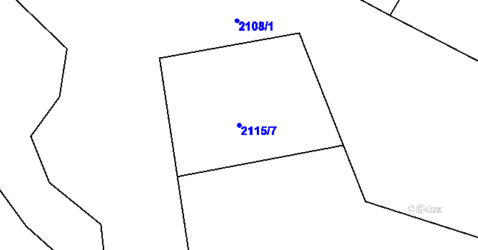 Parcela st. 2115/7 v KÚ Rožnov pod Radhoštěm, Katastrální mapa