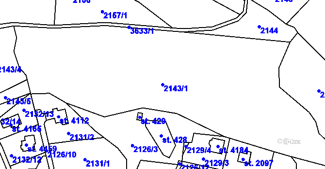 Parcela st. 2143/1 v KÚ Rožnov pod Radhoštěm, Katastrální mapa