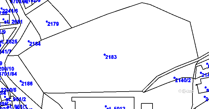 Parcela st. 2183 v KÚ Rožnov pod Radhoštěm, Katastrální mapa