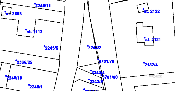 Parcela st. 2244/2 v KÚ Rožnov pod Radhoštěm, Katastrální mapa