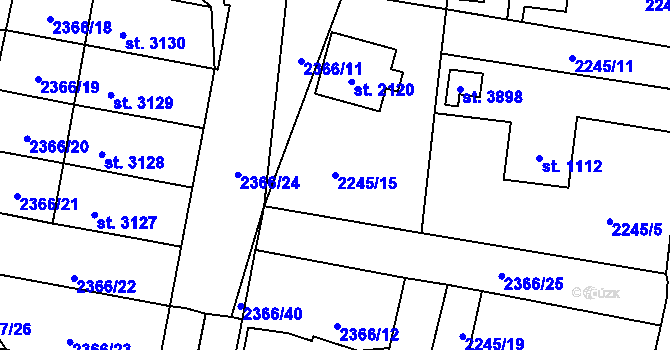 Parcela st. 2245/15 v KÚ Rožnov pod Radhoštěm, Katastrální mapa