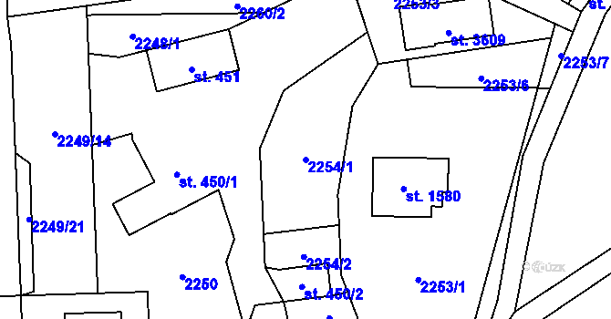 Parcela st. 2254/1 v KÚ Rožnov pod Radhoštěm, Katastrální mapa