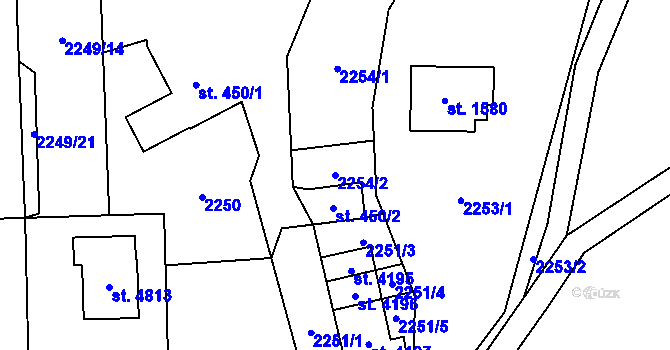 Parcela st. 2254/2 v KÚ Rožnov pod Radhoštěm, Katastrální mapa