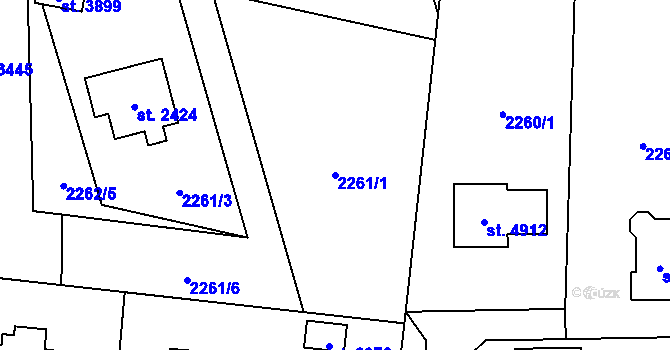 Parcela st. 2261/1 v KÚ Rožnov pod Radhoštěm, Katastrální mapa