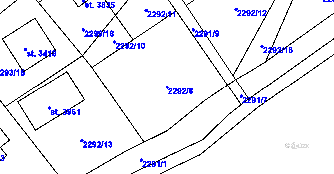 Parcela st. 2292/8 v KÚ Rožnov pod Radhoštěm, Katastrální mapa