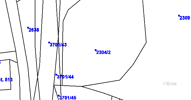 Parcela st. 2304/2 v KÚ Rožnov pod Radhoštěm, Katastrální mapa