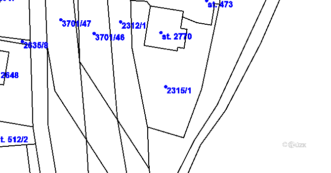 Parcela st. 2315/1 v KÚ Rožnov pod Radhoštěm, Katastrální mapa