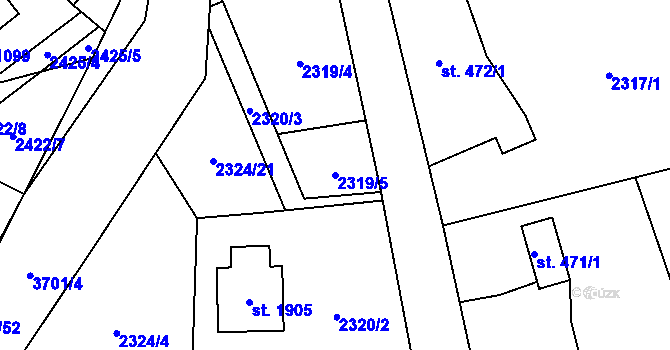 Parcela st. 2319/5 v KÚ Rožnov pod Radhoštěm, Katastrální mapa