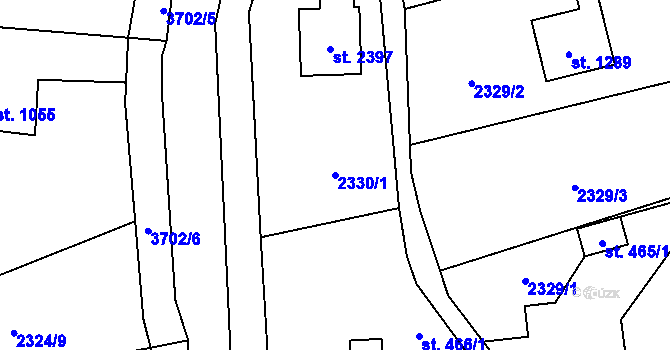 Parcela st. 2330/1 v KÚ Rožnov pod Radhoštěm, Katastrální mapa