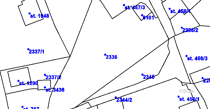 Parcela st. 2336 v KÚ Rožnov pod Radhoštěm, Katastrální mapa