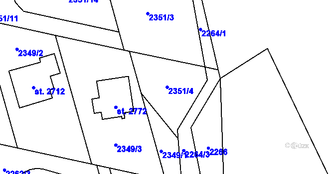 Parcela st. 2351/4 v KÚ Rožnov pod Radhoštěm, Katastrální mapa