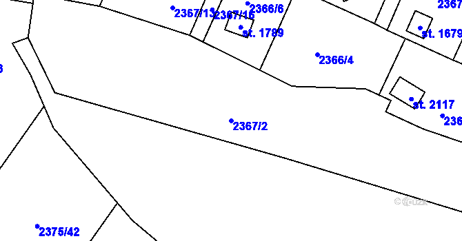 Parcela st. 2367/2 v KÚ Rožnov pod Radhoštěm, Katastrální mapa