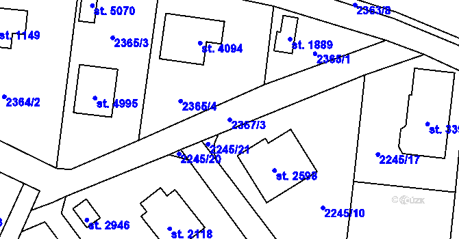 Parcela st. 2367/3 v KÚ Rožnov pod Radhoštěm, Katastrální mapa