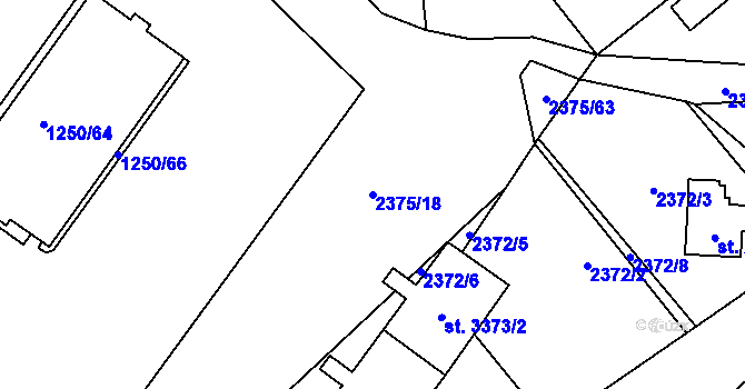 Parcela st. 2375/18 v KÚ Rožnov pod Radhoštěm, Katastrální mapa