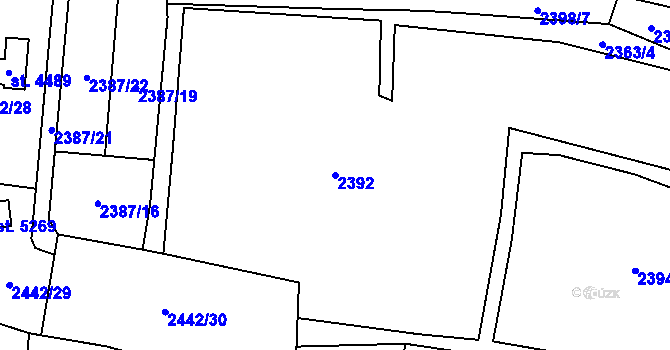 Parcela st. 2392 v KÚ Rožnov pod Radhoštěm, Katastrální mapa