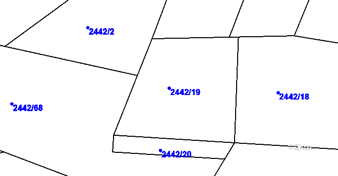 Parcela st. 2442/19 v KÚ Rožnov pod Radhoštěm, Katastrální mapa