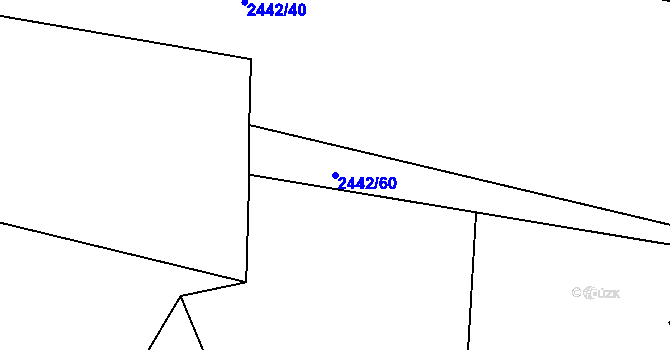 Parcela st. 2442/60 v KÚ Rožnov pod Radhoštěm, Katastrální mapa