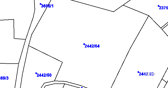 Parcela st. 2442/64 v KÚ Rožnov pod Radhoštěm, Katastrální mapa