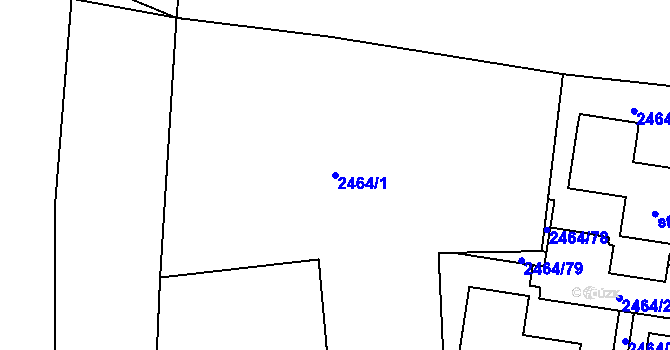 Parcela st. 2464/1 v KÚ Rožnov pod Radhoštěm, Katastrální mapa