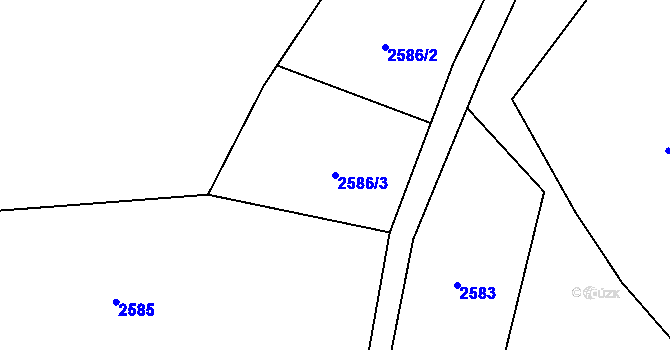 Parcela st. 2586/3 v KÚ Rožnov pod Radhoštěm, Katastrální mapa